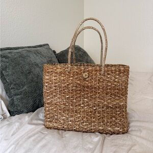 Handmade Tan Woven Tote Bag